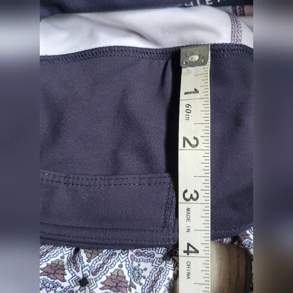 Athleta Mantra Mosaic Capri, Navy Blue, Mauve, White, Green, Size Petite Small - Picture 9 of 14